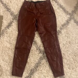 burgundy faux leather pants